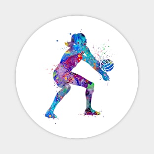 Girl Volleyball Watercolor Painting Art Print Sports Gifts Magnet